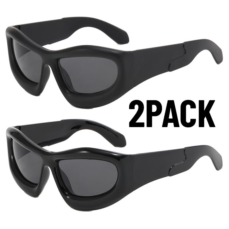 

2PACK Trendy Men Cycling Climbing Glasses Girlsfashionable Sunglasse High-end Silver Sunglasses Square glassesUV400