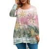 Women's Fashionable Casual Long Sleeved Plus Size  Print Top Plus Size Floral Print Top