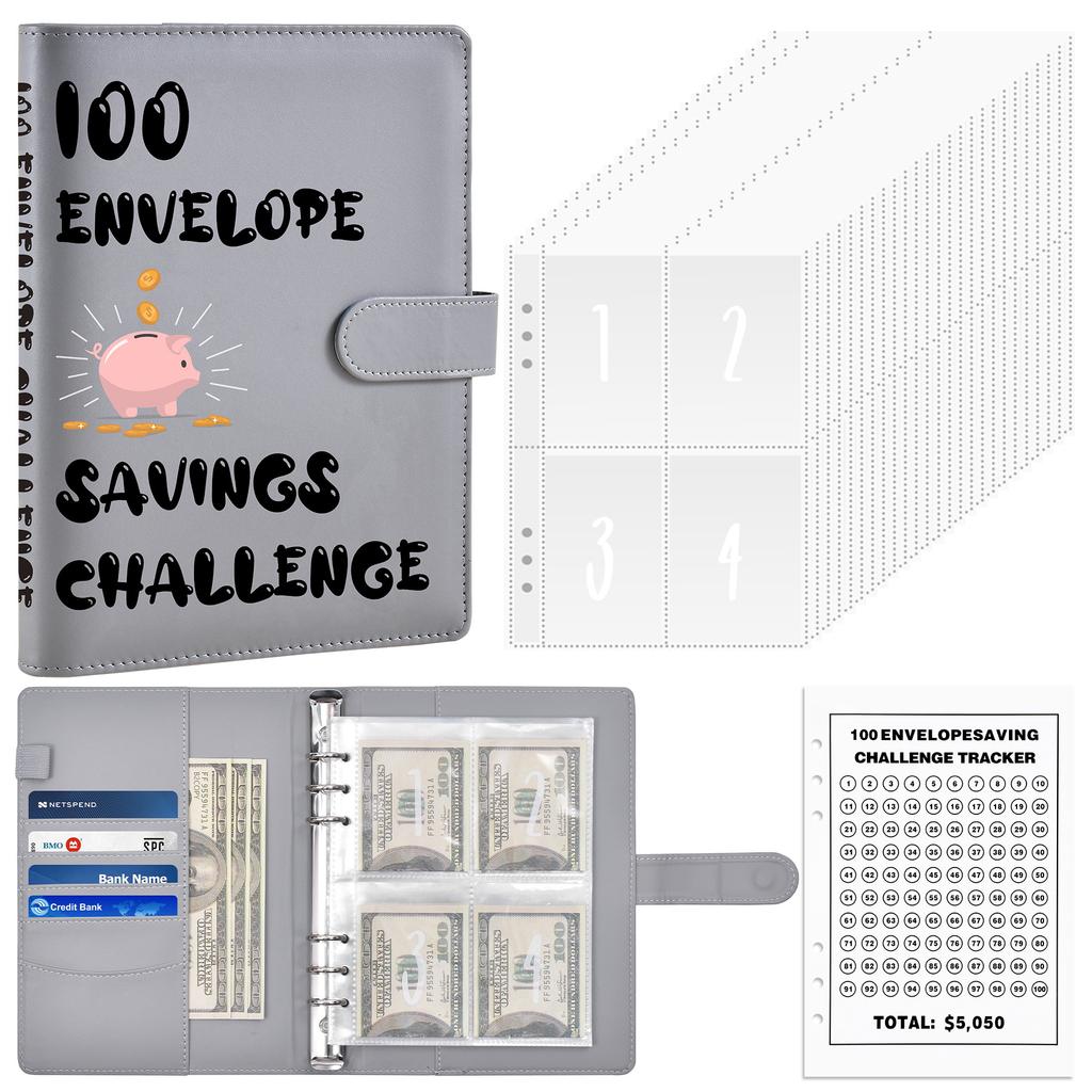 A5 Budget Binder 100 Envelope Savings Challenge Binder Sets Students Notebooks Suppliers Journal Books