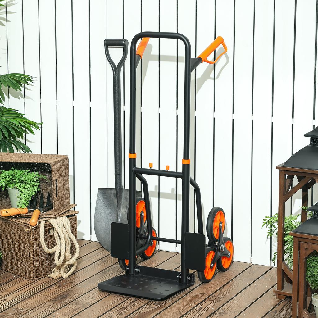 Six-Wheel Folding Sack Barrow Trolley - Black/Orange