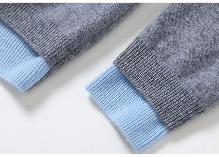 2025 Autumn/Winter Cashmere Color Block Two-Piece Knit Cardigan – Elegant Campus Style Sweater Top