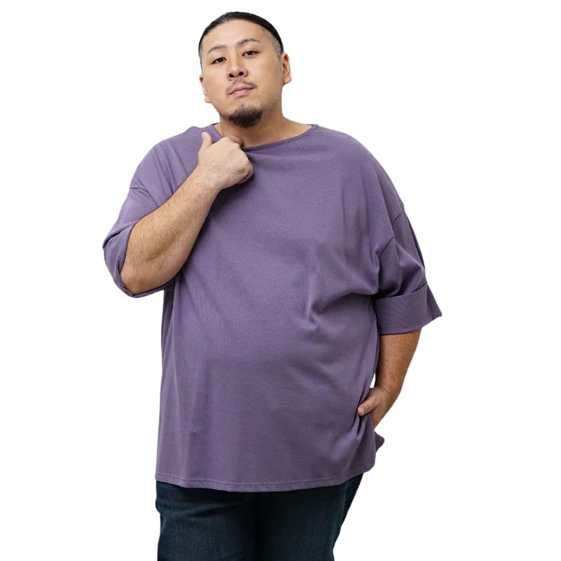 

Тяжелая футболка с широким вырезом лодочкой, большая, длинная, короткая, большая, фиолетовая [SAMDIFF], размер, мужская футболка, однотонная, рукав 5/8, длина, рукав, размер, оверсайз, 3L, фиолетовый