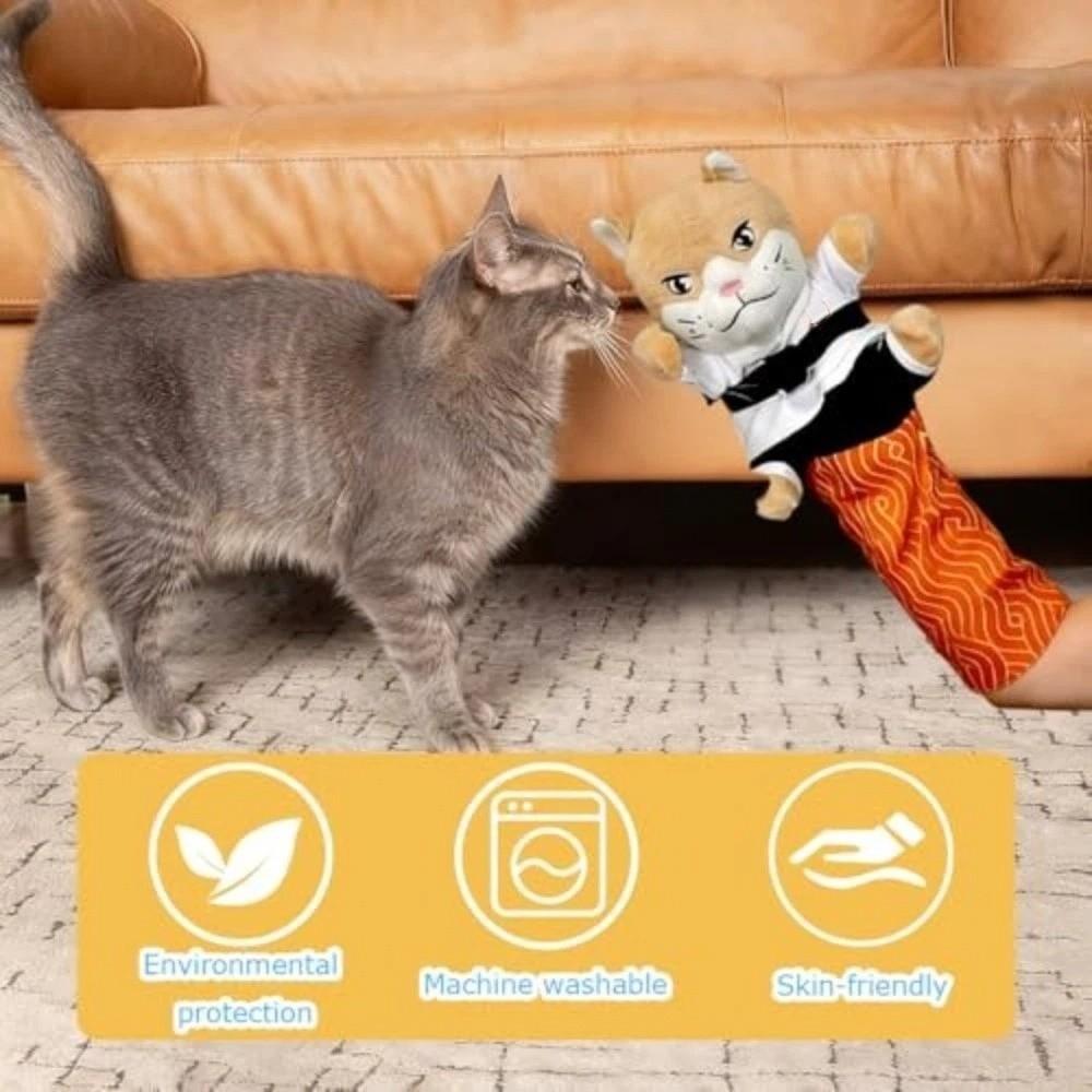 Protective Forearm Sleeve Cat Karate Kitty Puppet Cartoon Cat Hand Biting Toy  Cat Lovers