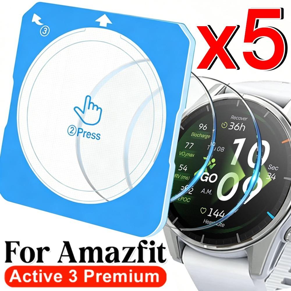 5-1pcs Tempered Glass with Auto-alignment Install Kit for Amazfit Active 3 Premium Screen Protectors HD Glass Protective Films