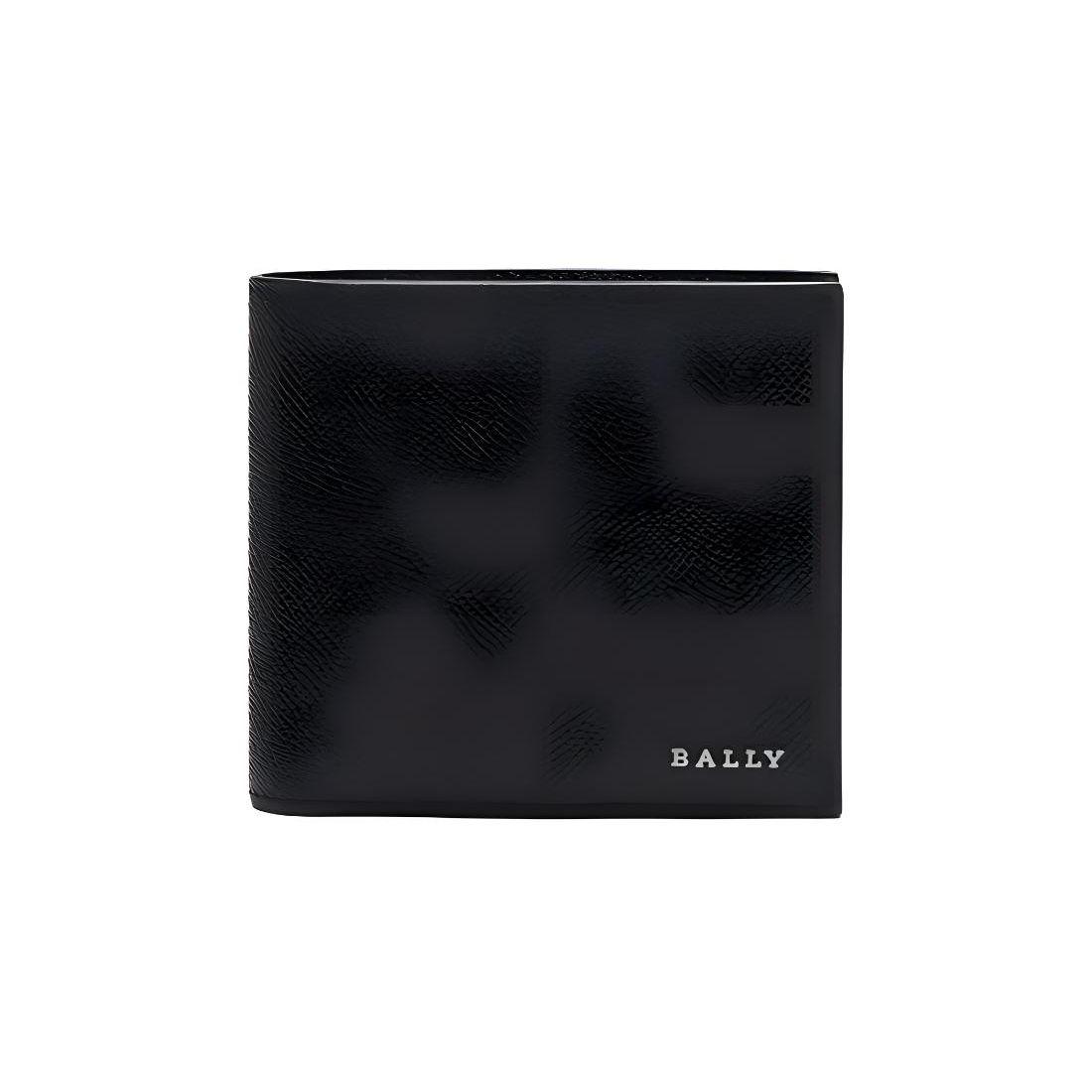 Bally Short Leather Wallet Men wallets Black 6238831 Basic Set (Bag+Dust Bag)
