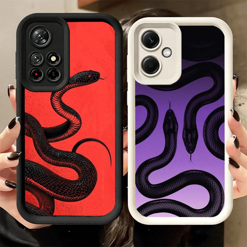 Phone Case for Xiaomi Redmi Note 15 14 13 Pro Plus Black Snake Doodle Shell 12S 11 11S 11T 5G 14S Soft Silicone Funda