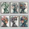 Nordic Wall Art Pretty Robot Girl Flowers Canvas Painting Modern Style Poster Prints Living Room Home Wall Decor