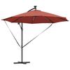 Cantilever Sun Umbrella with LED Light Strips Terracotta 294 X 294 X 248 Cm