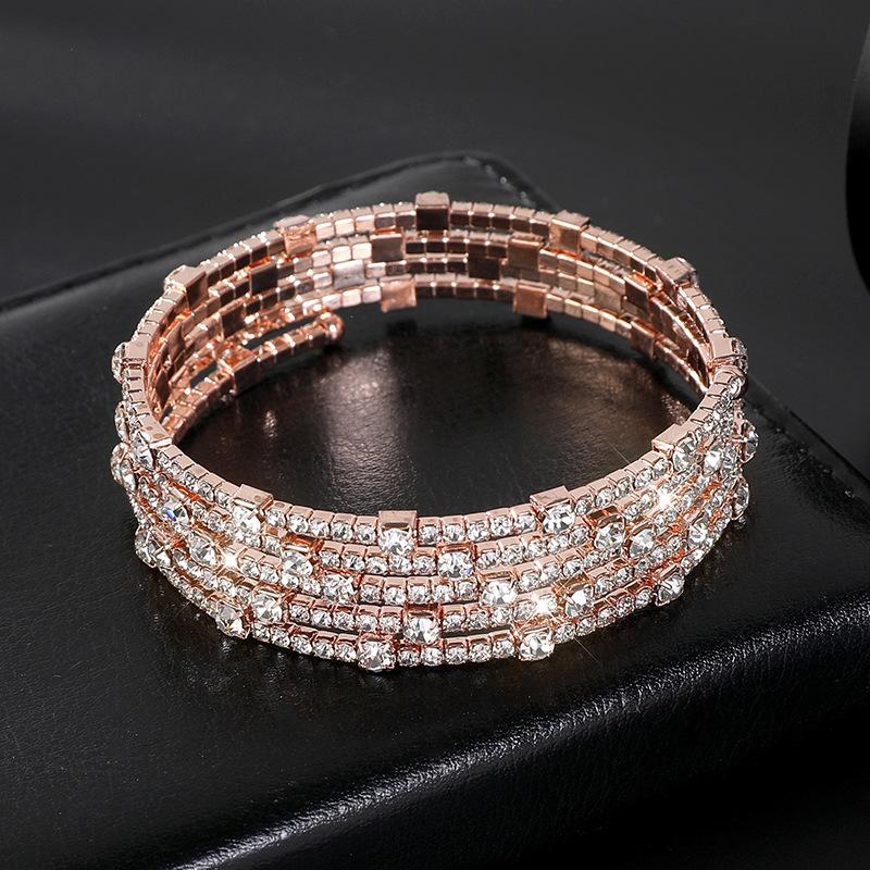 Bride full diamond multi-layer elastic bracelet multi-row cross opening winding bracelet claw diamond bracelet
