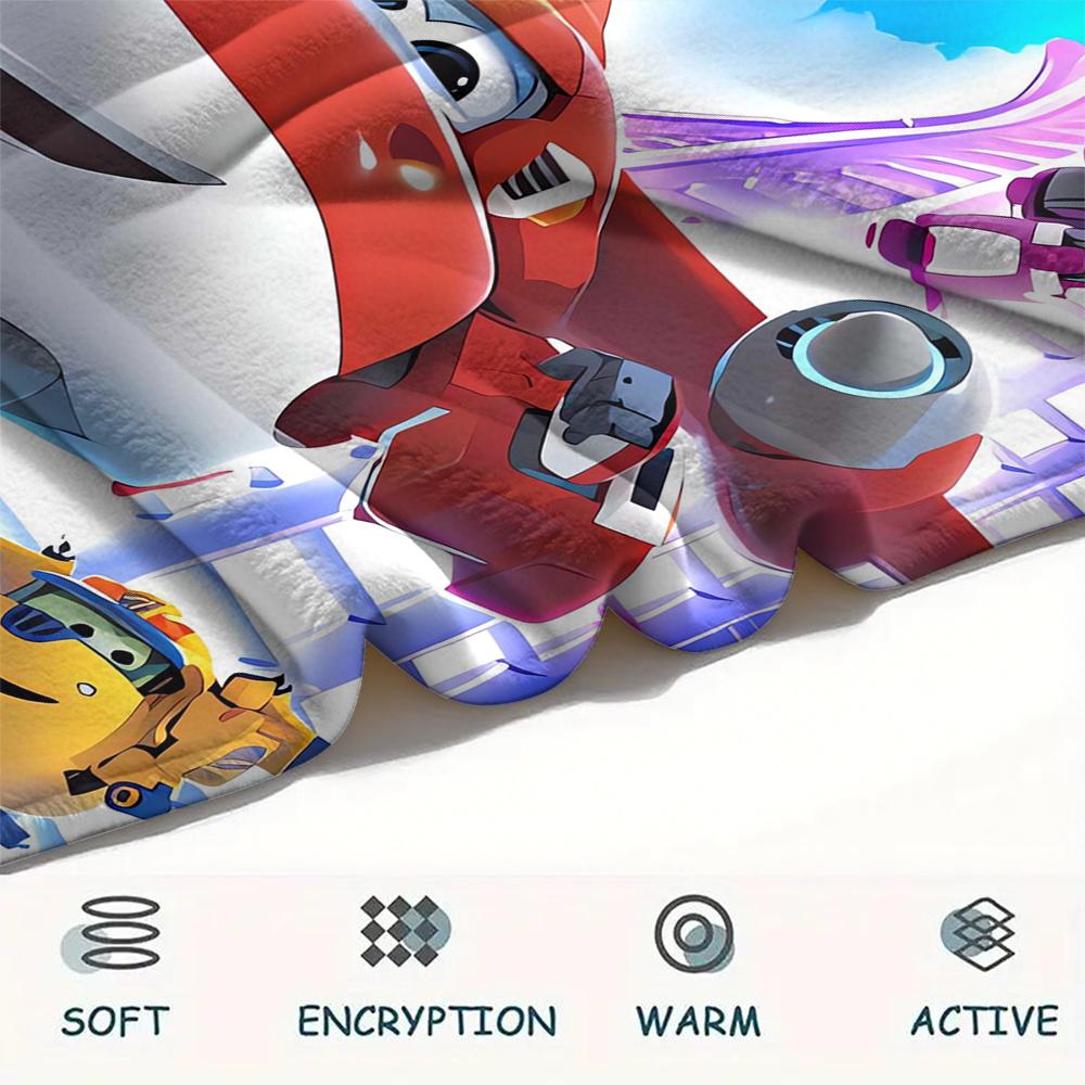 1 ks Flísová deka s potiskem Super Wings, Vysoce kvalitní, Pohodlná pro všechna roční období, Domácí dekorace, Teplo a pohodlí, Perfektní jako vánoční dárky