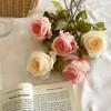 Artificial Burnt Edge Rose Flowers Simulation Silk Flower Bouquet Wedding Party Fake Flower Office Garden Decor Silk Pink Roses