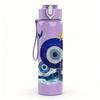 1PC Evil Eye Blue Ornate Amulet Print 750ml Color Plastic Sports Water Bottle Leakproof Flip Straw Lid Suitable for Sports Office Home Use