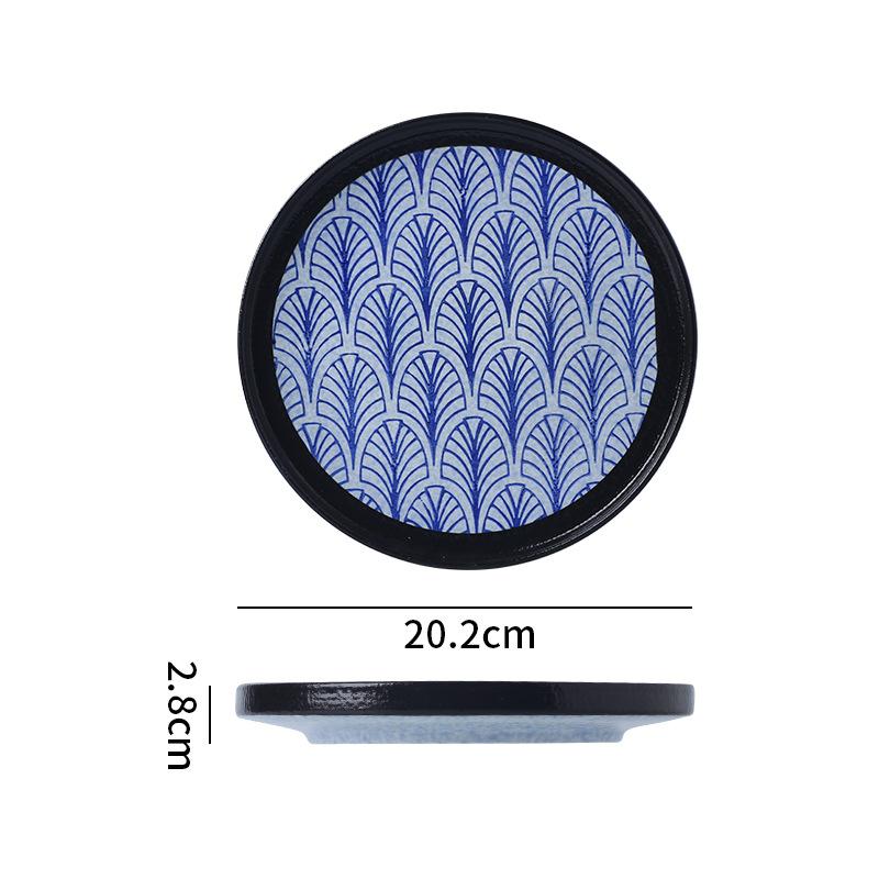 Japanese Classic Blue Pattern Tableware Hotel Style Western Food Plate Deep Plate Household High Value Shallow Plate Ceramic Disc