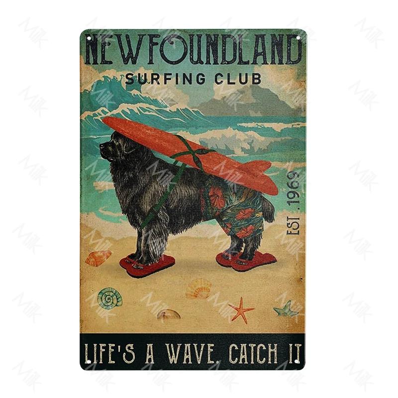 Metal Poster Newfoundland Dog Tin Sign Plate Retro Decor Cafe Home Pet Shop Bedroom Beach Vintage Home Decor Wall Art Plaque
