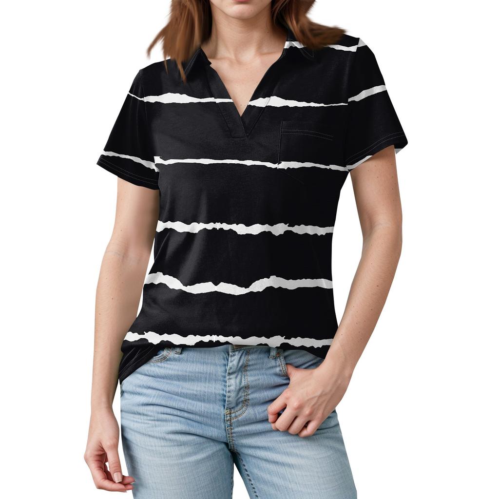 Womens Shirts Summer Business Casual Work Tops Short Sleeve Button Down Collared V Neck Blouse T-Shirt
