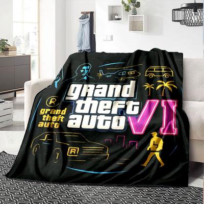1 Adet Grand Theft Auto Yumuşak Flanel Battaniye Tasarımcı Baskılı Her Mevsim İçin Rahat Bir Battaniye, Kanepe, Yatak, Ofis İçin Mükemmel