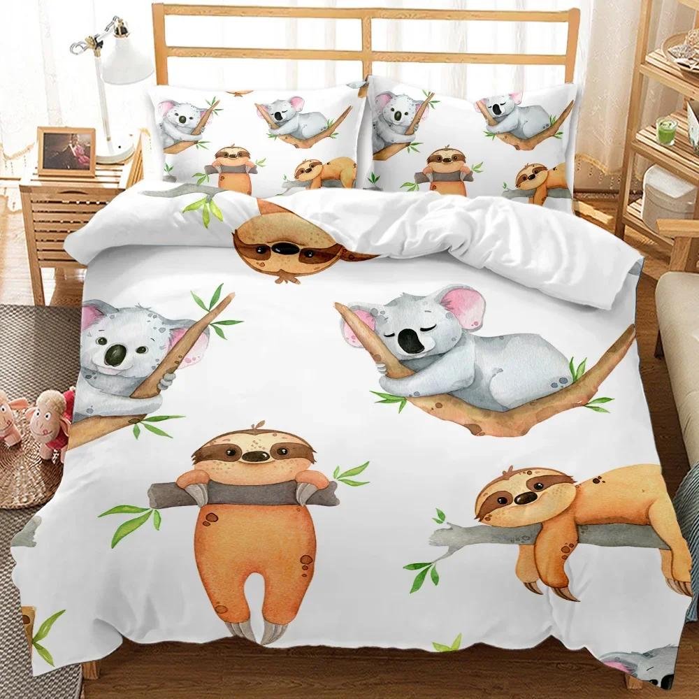 Sloth Duvet Cover Set Cartoon Space Sloth Bedding Set Sloth Animal Comforter Cover Double Queen King Size Polyester Quilt Cover