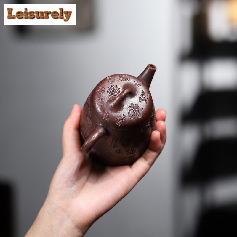 210ml Luxury Yixing Purple Clay Teapots Handmade Qin Quan Pot Raw Ore Iron Red Dragon's Blood Sand Mud Kettle Zisha Tea Set Gift