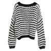 European & American Retro Striped V-neck Loose Cardigan: Women’s Lazy Style Short Fashion Long Sleeve Sweater