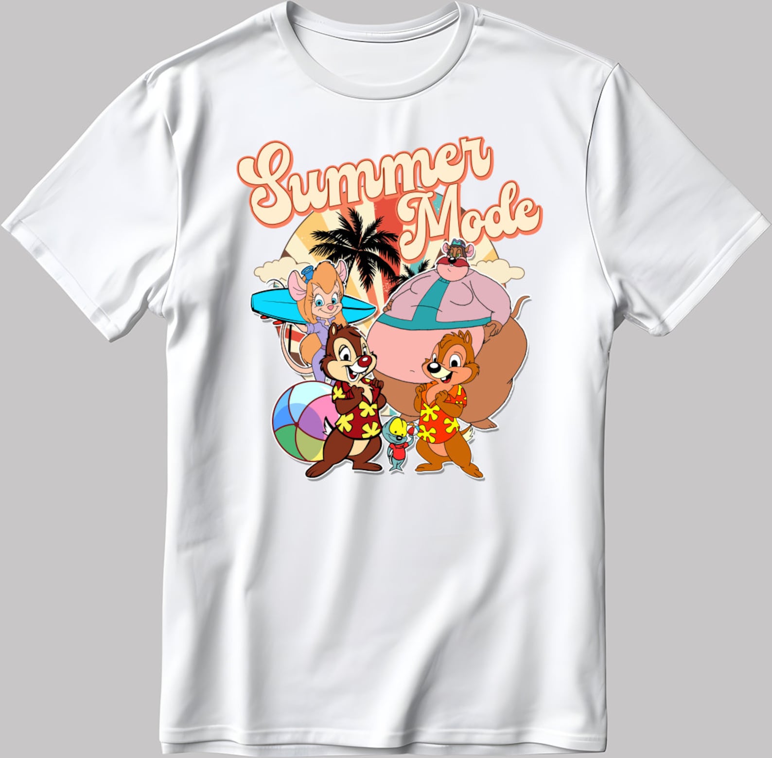 Summer Mode Chip n Dale Short Sleeve White-Black Men s / Women s T-Shirt C519 2XL