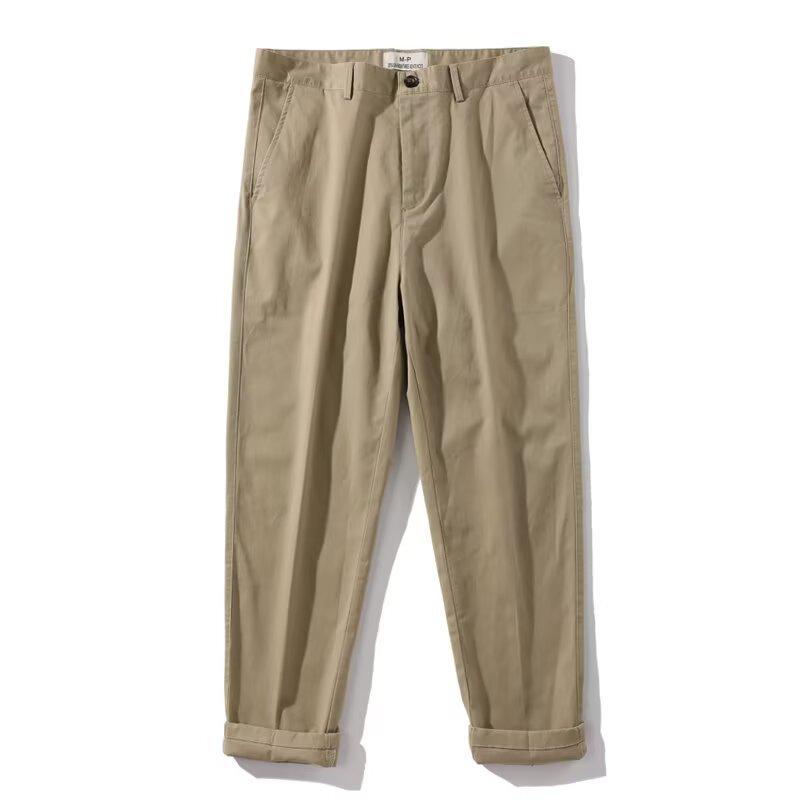 Spring and autumn new straight casual pants men's loose and versatile long pants pure cotton nine-point pants a
