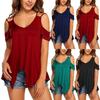 Elegant Womens Off Shoulder V Neck Chiffon T-shirt With Classic Timeless Appeal