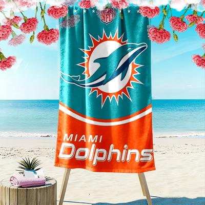 NFL Dolphins Logo Print Beach Towel Soft Portable Quick?dry Towel For Pool Summer Vacation Outdoor Spor