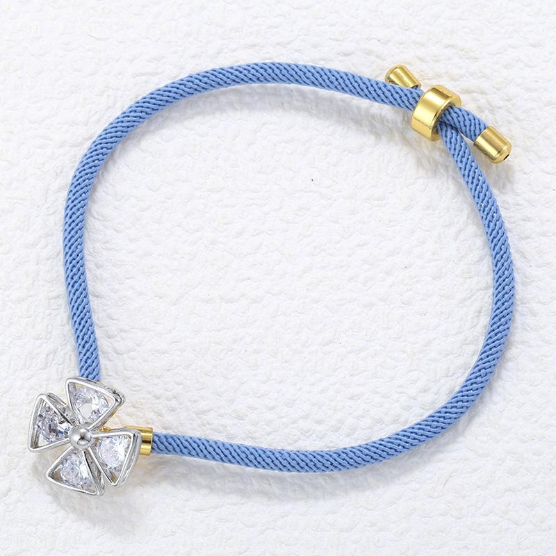 Цветной плетеный браслет-веревка с четырехлистным клевером для женщин, простой браслет с лепестками цветка и четырехлистным клевером Vl703