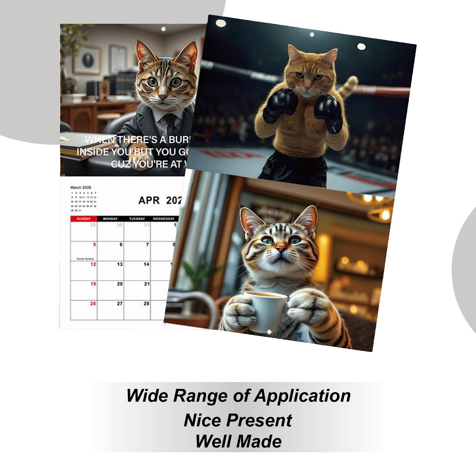 

Cat Wall Calendar Art Hangable Wall Calendar Business Kitten Design Planning Scheduling Tool for Desktop Desk Bedroom Fridge CHINA
