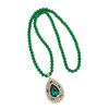 A Niche Retro Emerald Teardrop Long Necklace and Sweater Chain, Exuding A Fashionable and High-end Vibe for Women