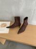 High Heel Pointed Suede Khaki Skinny Boots Short Boots Women's Shoes 2025 New Spring and Autumn Single Boots Korean Small Naked Boots