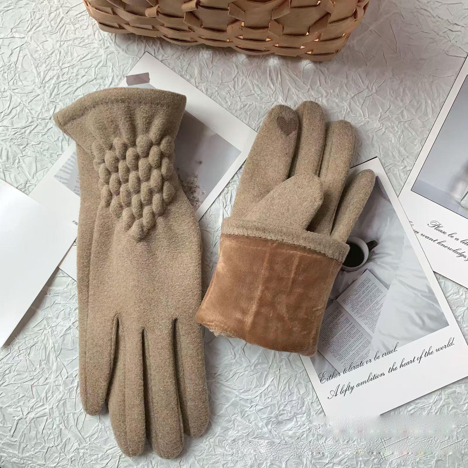 

Winter Student Anti Cold Velvet Gloves Anti Wear Solid Color Creative Outdoor Warm Riding Gloves One Size хакі