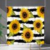 Shower Curtain Waterproof and Mildew-proof Digital Printing Horizontal Strip Plant Flower Printing Shower Curtain Partition Curtain Free Punching