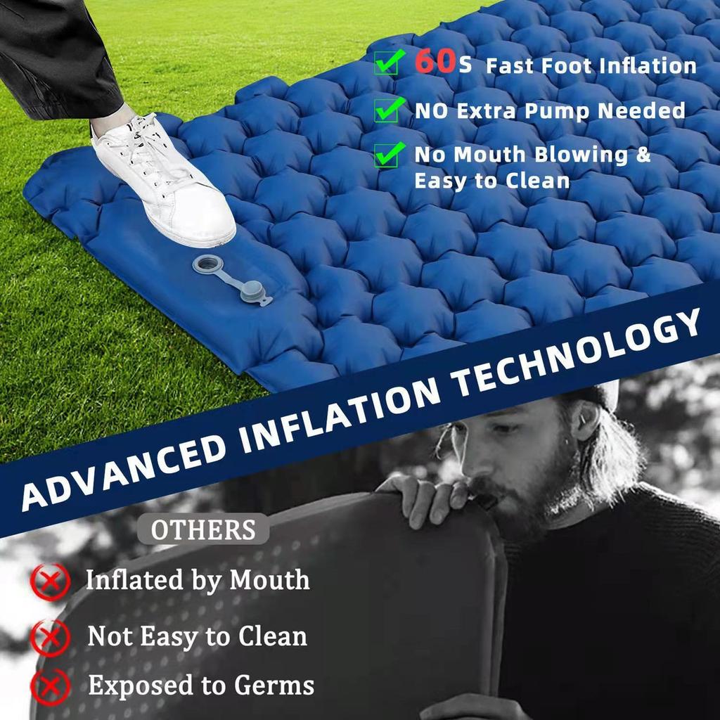 Portable Camping Lightweight Sleeping Mat Insulated Inflatable Camping Air Mattress Sleeping Pad With Pillow