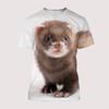 Cute Ferrets Pattern 3D Printed T-Shirt For Men Funny Animal Tees Summer Casual Short Sleeves Loose T Shirts Harajuku O-Neck Top