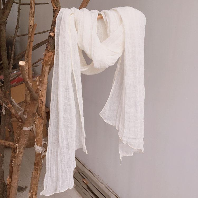 Popular Flax Plant Dyed White Scarf Summer Sunscreen Silk Silk Scarf Solid Color Cotton And Linen Shawl