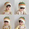 Soft Striped Rainbow Hat Korean Beanie Cap Colorful Baby Knitted Hat  Kids