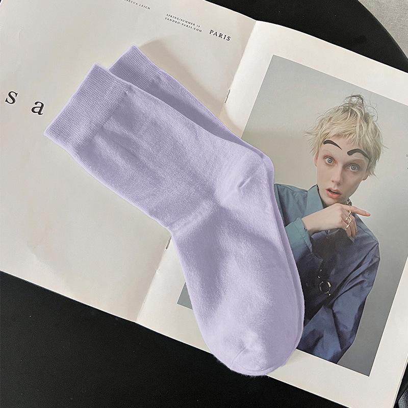 Women's Pure Cotton Breathable Mid-Calf Socks - Sweat-Absorbent, High Elastic, Anti-Pilling, Seamless, Postpartum Versatile Socks