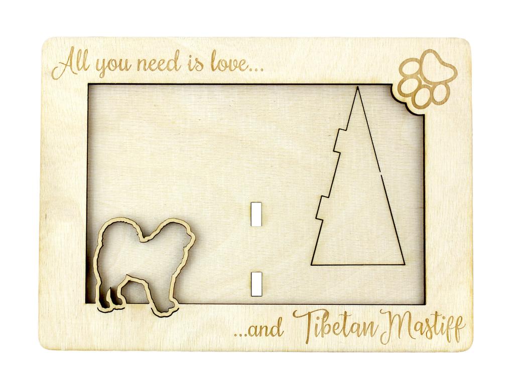 Tibetan Mastiff, Do khyi – Photo frame, engraved wooden frame | Art-Dog