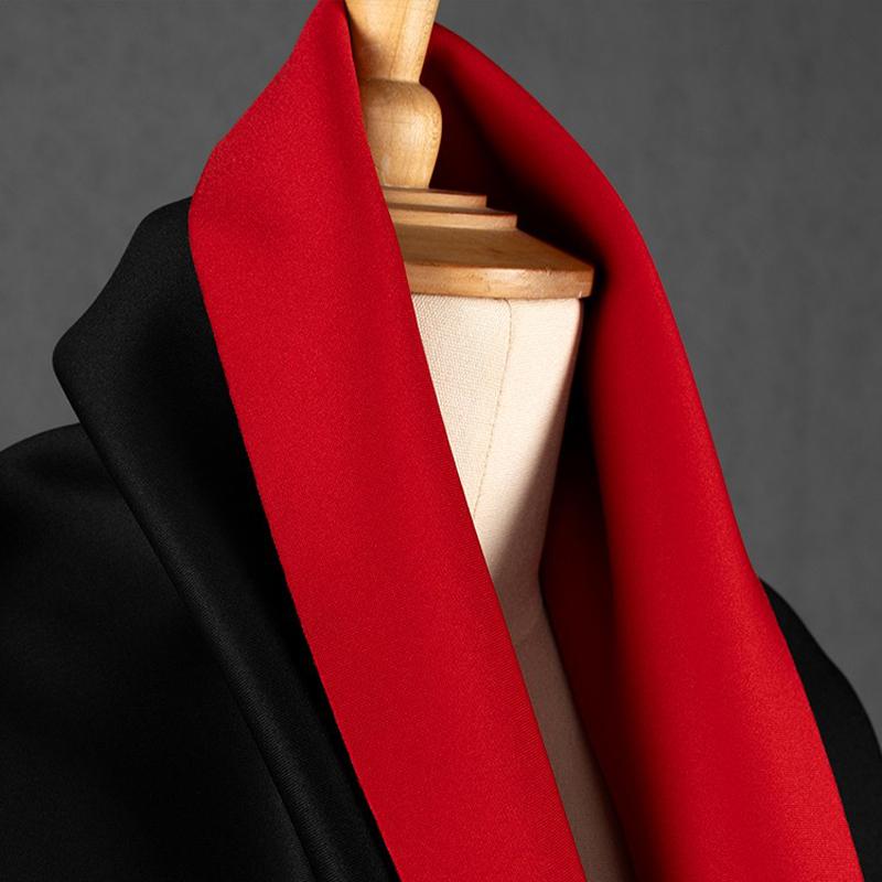 Černá a červená dvoubarevná vesmírná bavlněná látka oboustranná vzduchová vrstva silná potápěčská pletenina pro DIY šití oděvů sukní