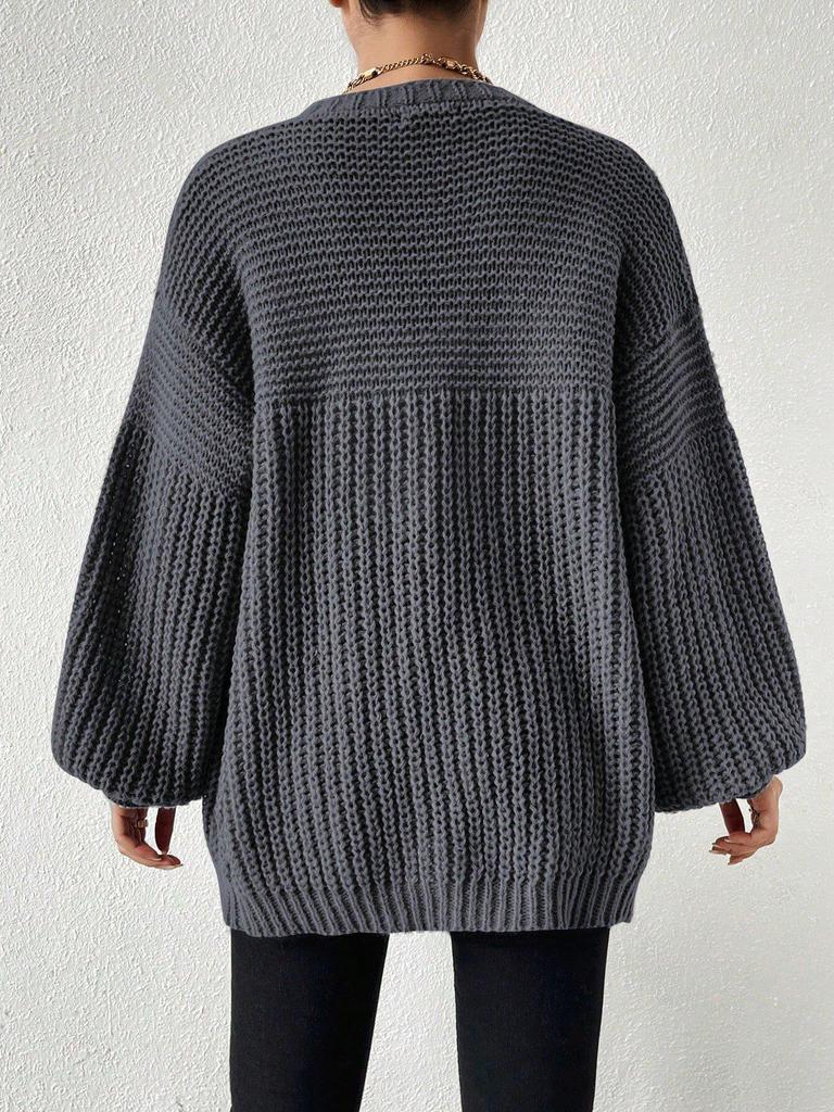 2026 Women's Solid Color Knit Loose Cardigan Sweater - Versatile, Simple, and Cozy