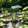 A Drinking Frog with Lotus Leaves As A Decoration for Outdoor Balcony, Tabletop, or Flower Pot Hanging Piece, A Creative Craftwork.