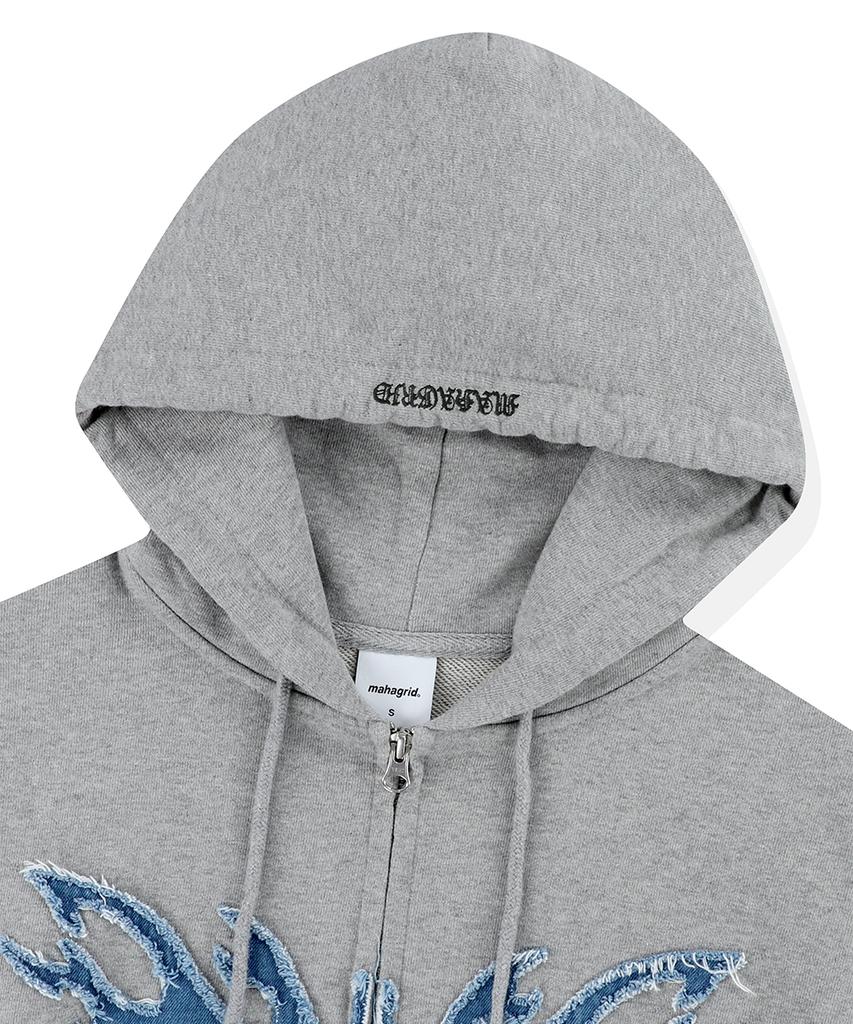 Mahagrid Butterfly Applique Hood Zip-Up Gray(Mg2Esmm413A)