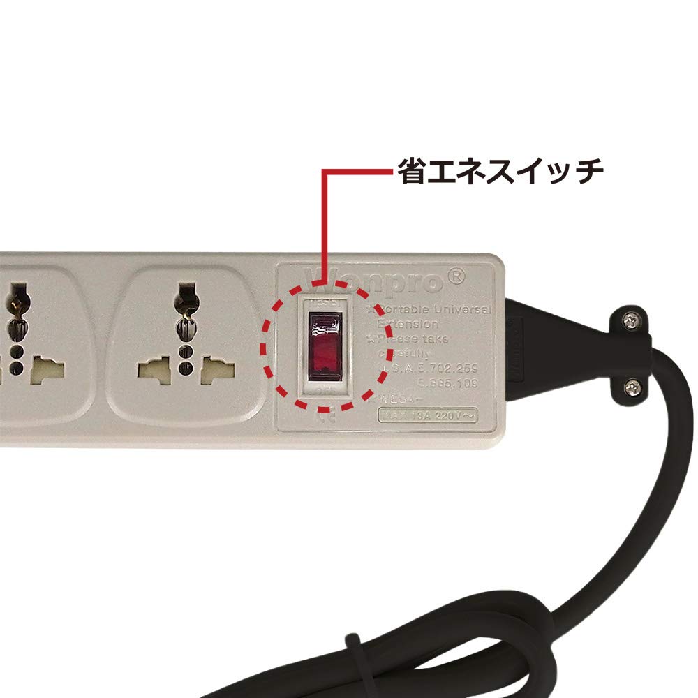 Wonpro High Voltage Compatible 6 Socket Table Tap for Overseas Travel Type SE/2500W WES4-D109