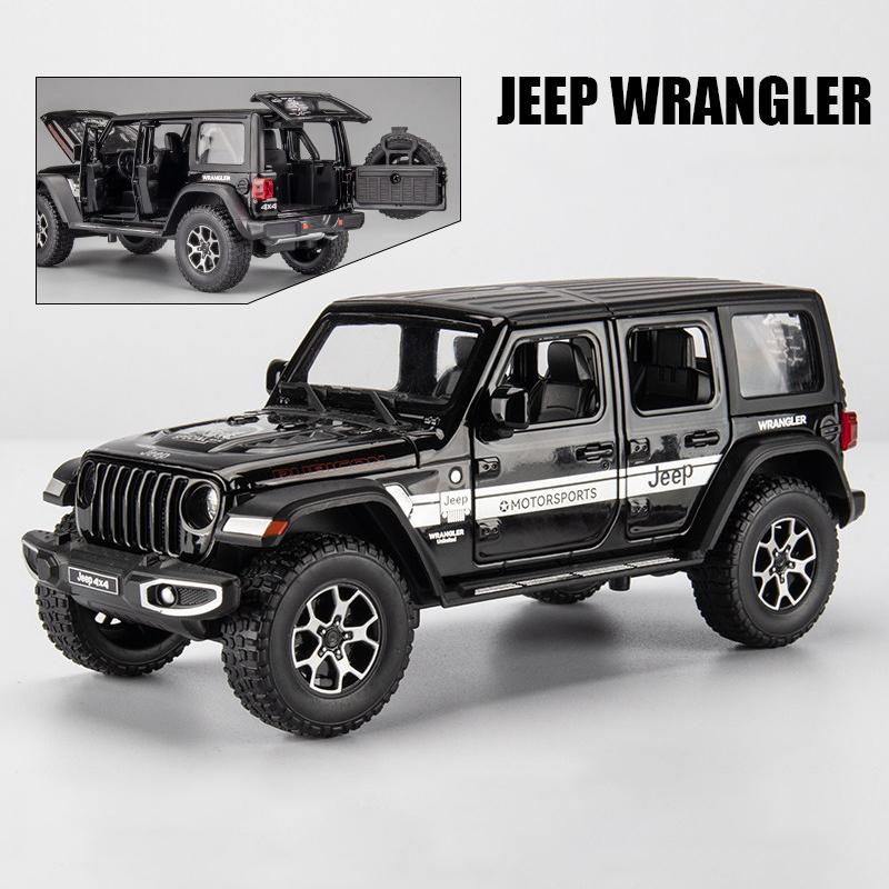 1/22 Jeeps Wrangler Rubicon Alloy Diecasts & Toy Vehicles Metal Toy Car Model Sound and Light Pull Back Collection Kids Toy Gift