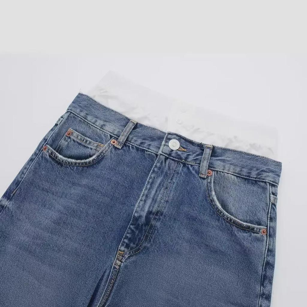 2023 Autumn Women's Denim Boxer Brief Skirt with Front Slit