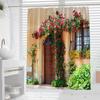 VIKAMA European-Style Garden Landscape Shower Curtain Waterproof Bathroom Partition Curtain for Wet/Dry Separation Home Decor