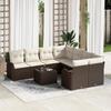 9-piece Garden Sofa with Brown Poly Rattan Cushions 3354307