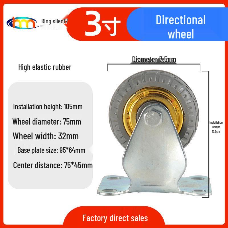 Schwerlast-Gummi-Lenkrollen mit Bremse - Doppelt gelagert, Größen 3/4/5 Zoll