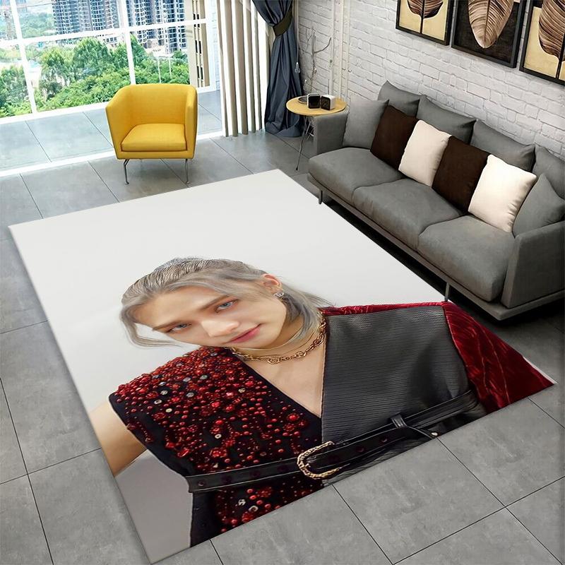 Fashion Kpop Felix Stray Kids Non-Slip Area Rug for Living Room,Bedroom,Playroom,Soft Carpet Floor Mat Home Decor Rug Kids Room